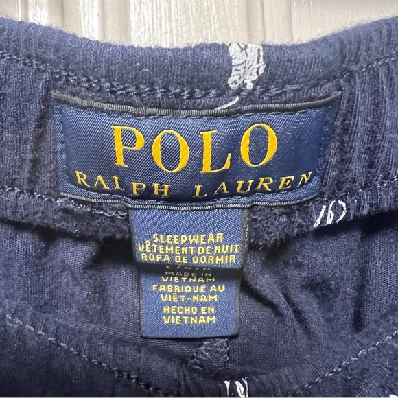 Polo Ralph Lauren Pony Print PJ Jogger Navy Blue White Size Large Pajamas - Picture 4 of 5